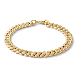 10K Hollow Gold Textured Cuban Curb Chain Bracelet - 7"
