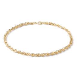 14K Hollow Gold Rope Chain Bracelet - 8"