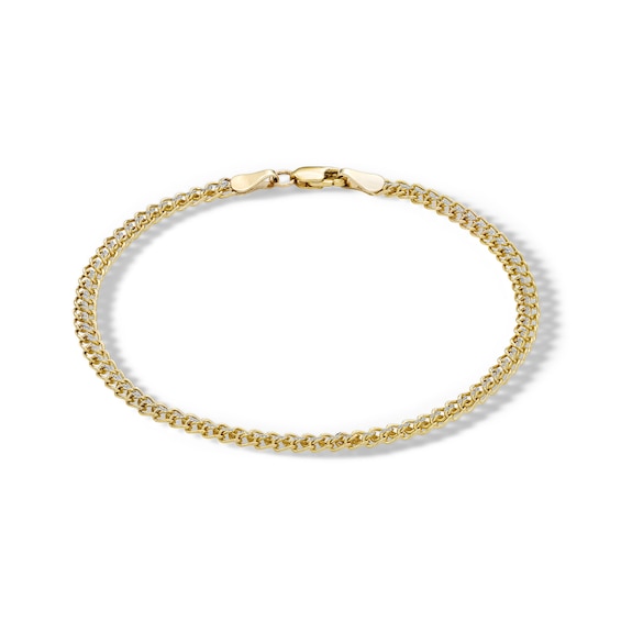10K Hollow Gold Sedusa Curb Two-Tone Chain Bracelet - 7"