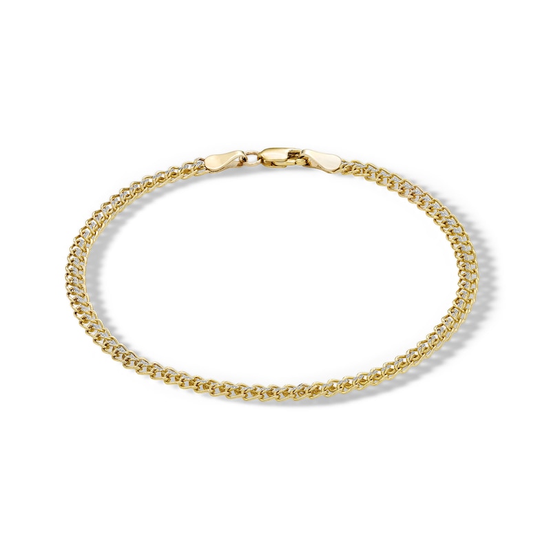 Main Image 1 of 10K Hollow Gold Sedusa Curb Two-Tone Chain Bracelet - 7"