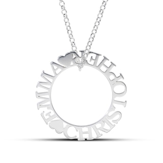 Sterling Silver Personalized Couple's Heart Pendant - 18"