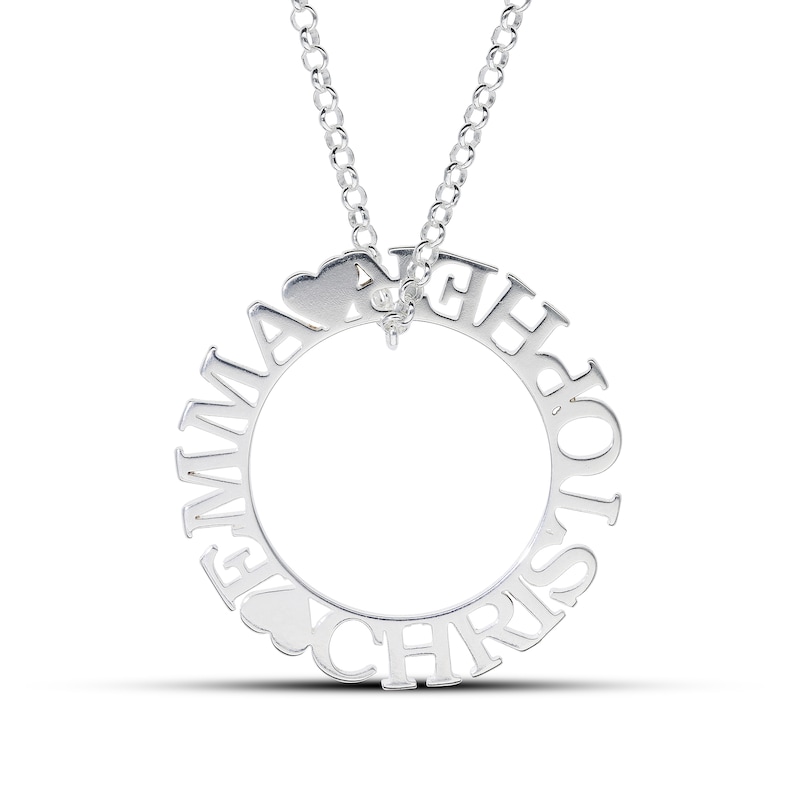Sterling Silver Personalized Couple's Heart Pendant - 18"