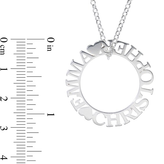 Sterling Silver Personalized Couple's Heart Pendant - 18"