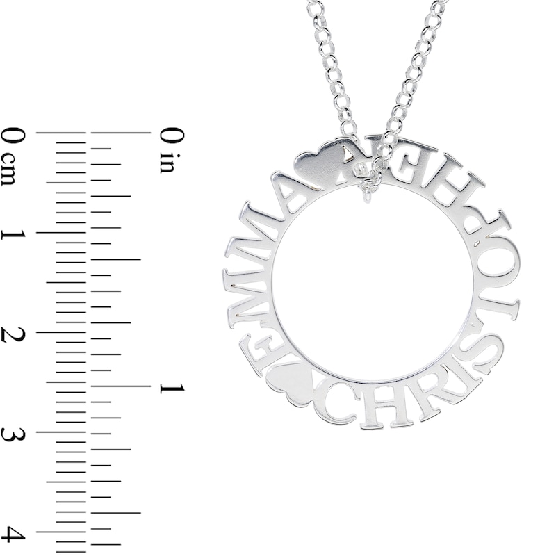 Main Image 3 of Sterling Silver Personalized Couples Heart Pendant - 18"
