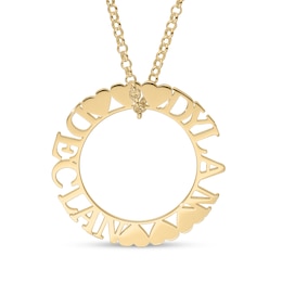14K Yellow Gold Plated Personalized Couples Heart Pendant - 18"