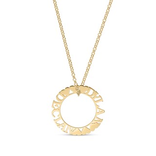 14K Yellow Gold Plated Personalized Couples Heart Pendant - 18"