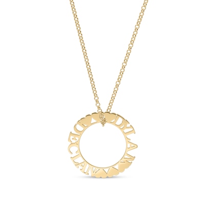 14K Yellow Gold Plated Personalized Couples Heart Pendant - 18"