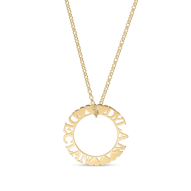 Main Image 2 of 14K Yellow Gold Plated Personalized Couples Heart Pendant - 18"