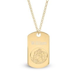 14K Yellow Gold Plated Engravable Saint Christopher Pendant - 20"