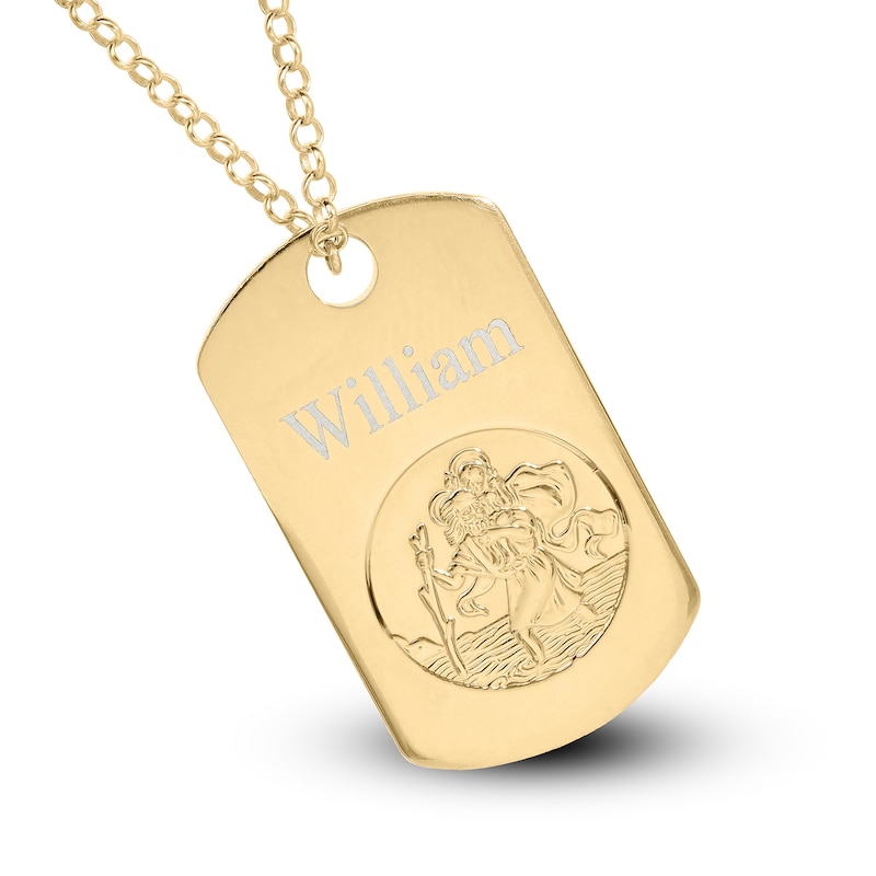 Main Image 2 of 14K Yellow Gold Plated Engravable Saint Christopher Pendant - 20"