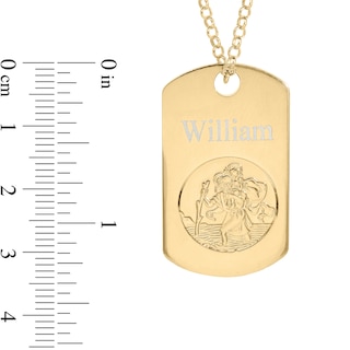 14K Yellow Gold Plated Engravable Saint Christopher Pendant - 20"