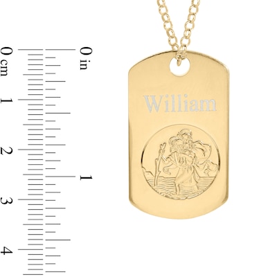 14K Yellow Gold Plated Engravable Saint Christopher Pendant - 20"