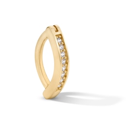 10K Solid Gold CZ Hinged Belly Button Ring - 15G