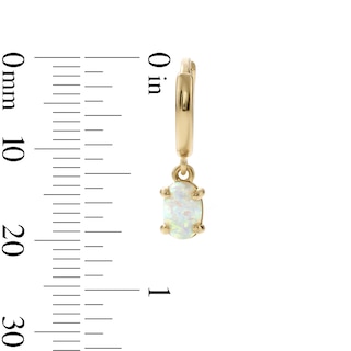 14K Gold Plated Simulated Opal Drop Huggie Hoops