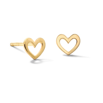 10K Semi-Solid Gold Heart Outline Studs