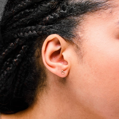 10K Semi-Solid Gold Heart Outline Studs