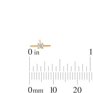 10K Semi-Solid Gold CZ T-Bar Studs