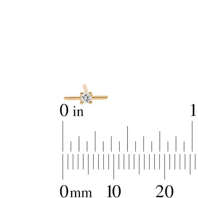 Main Image 3 of 10K Semi-Solid Gold CZ T-Bar Studs