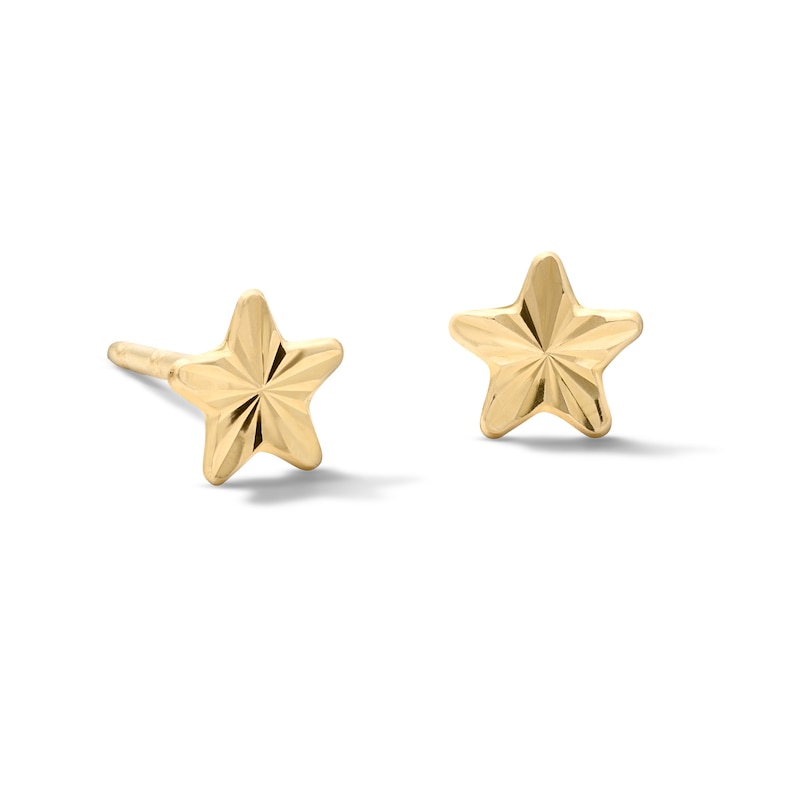 Main Image 1 of 10K Semi-Solid Gold Textured Star Studs