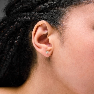 10K Semi-Solid Gold Textured Star Studs