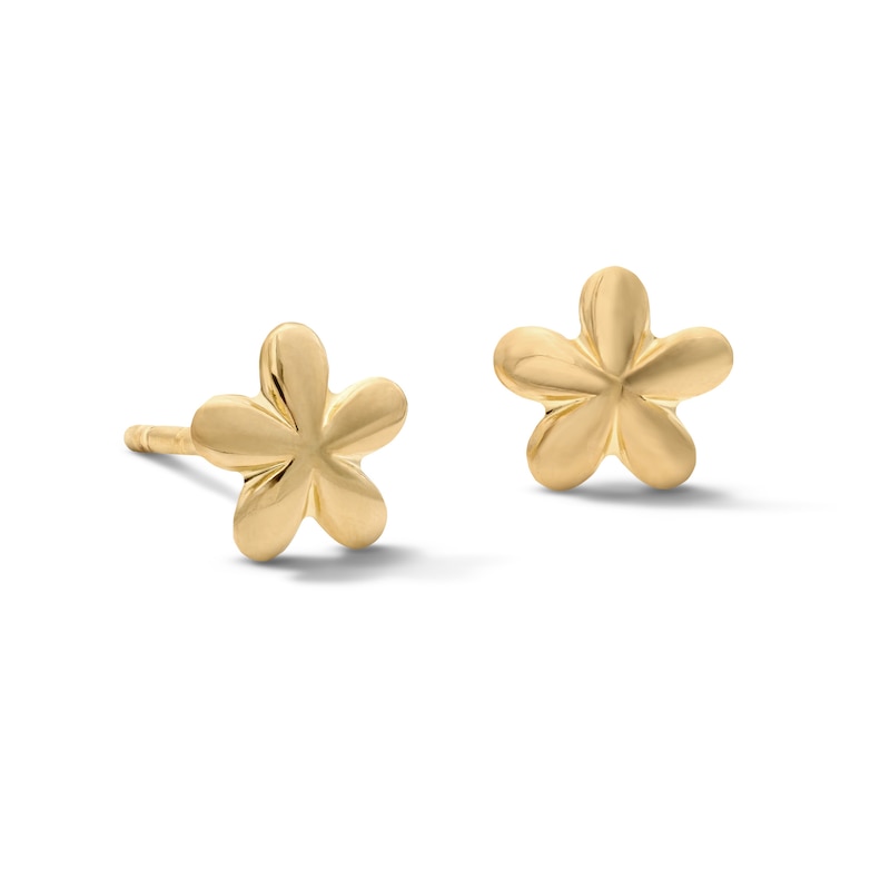 10K Semi-Solid Gold Flower Studs