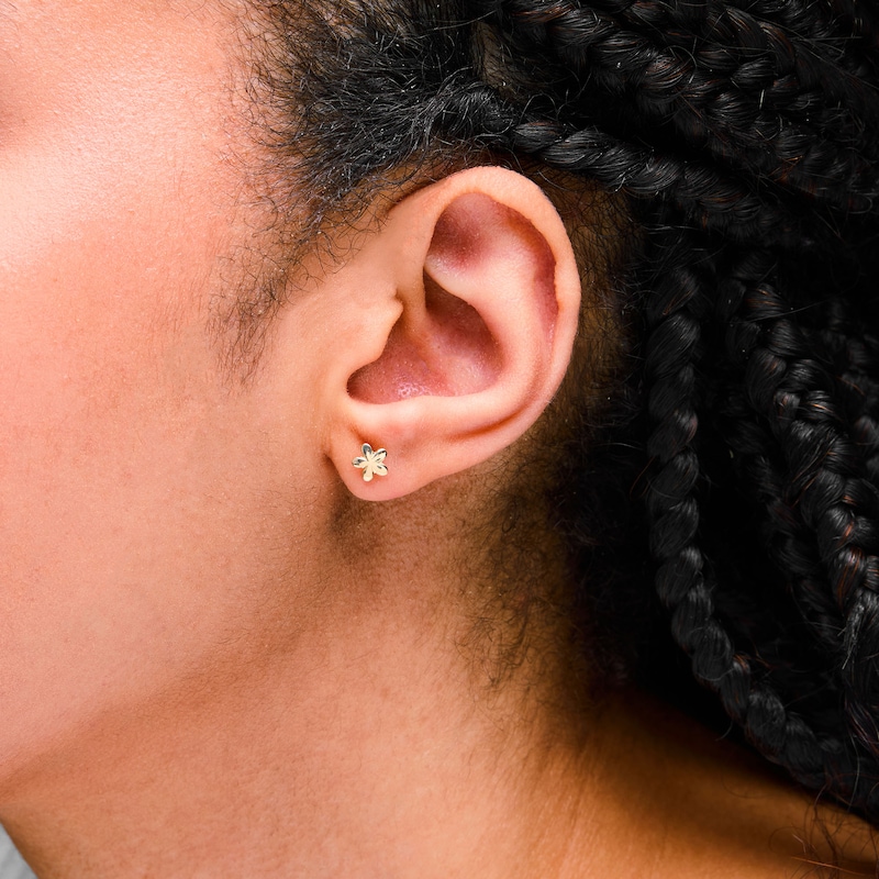 10K Semi-Solid Gold Flower Studs