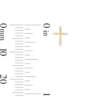 10K Semi-Solid Gold CZ Cross Studs