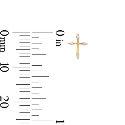 10K Semi-Solid Gold CZ Cross Studs