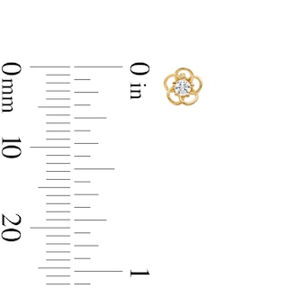 10K Semi-Solid Gold CZ Flower Studs