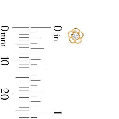 10K Semi-Solid Gold CZ Flower Studs