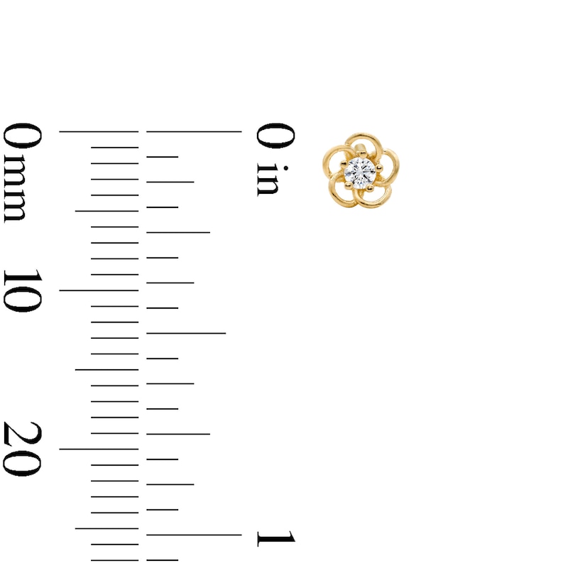 Main Image 3 of 10K Semi-Solid Gold CZ Flower Studs