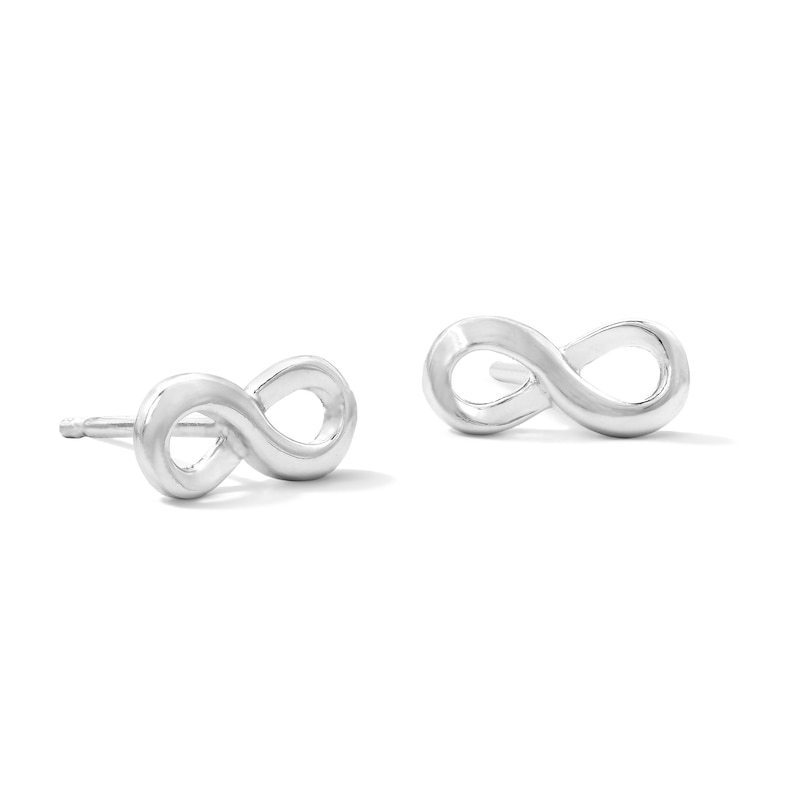 Main Image 1 of Solid Sterling Silver Infinity Studs