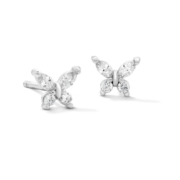 Solid Sterling Marquise CZ Butterfly Studs