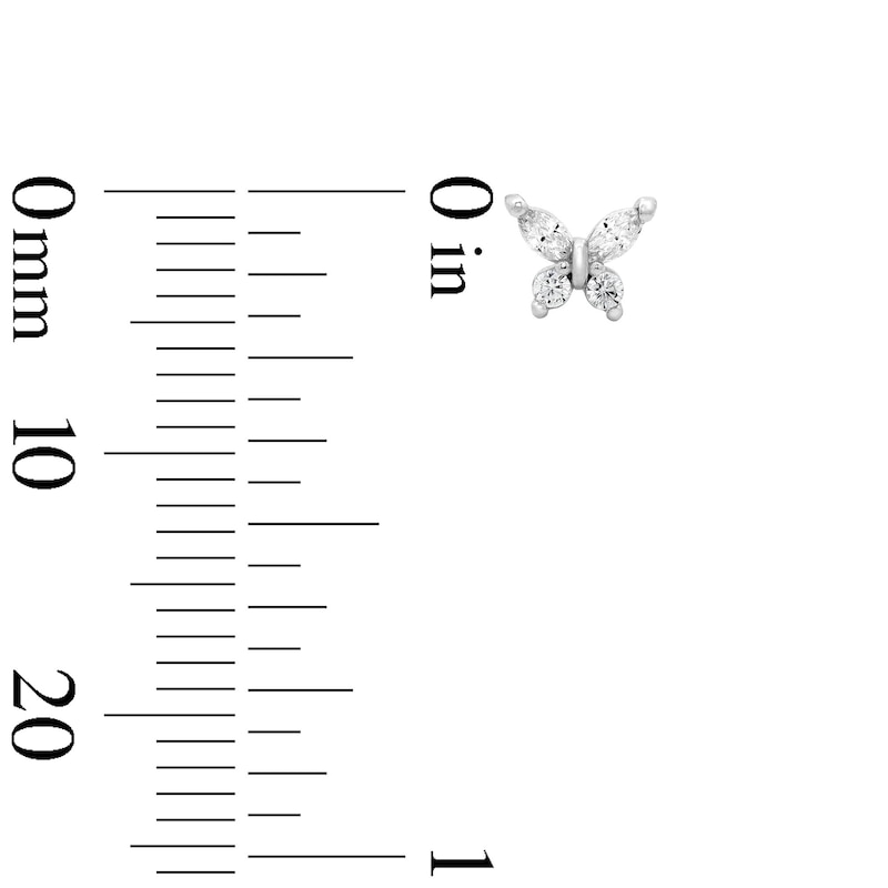 Main Image 2 of Solid Sterling Marquise CZ Butterfly Studs