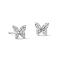Solid Sterling CZ Butterfly Studs