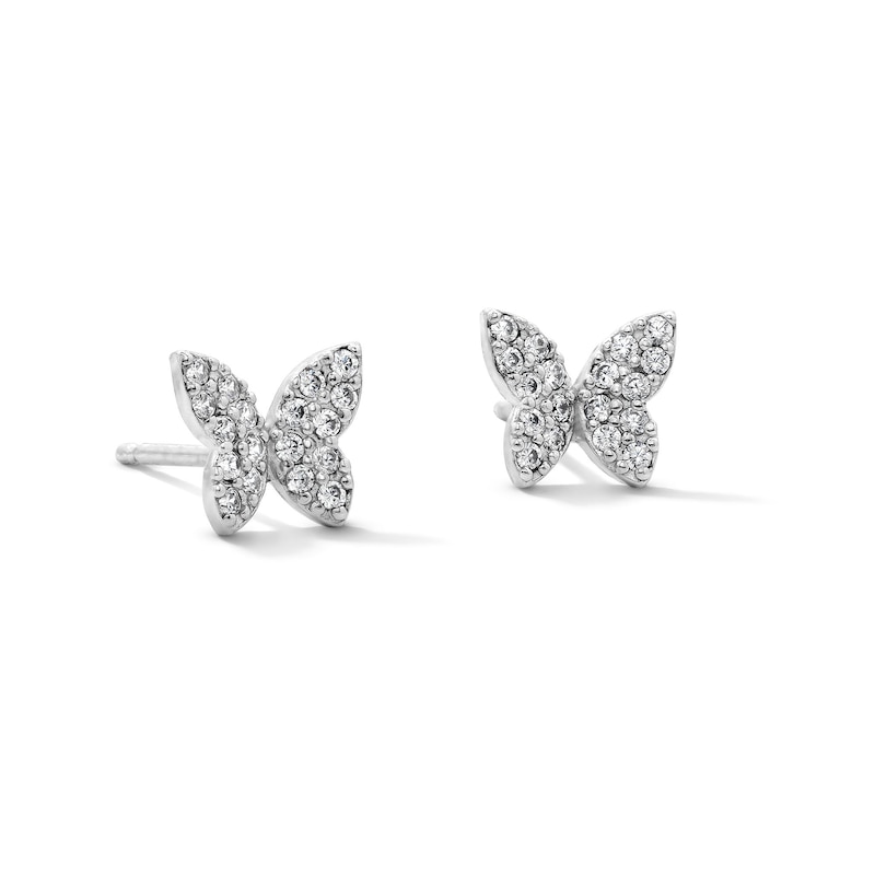 Main Image 1 of Solid Sterling CZ Butterfly Studs