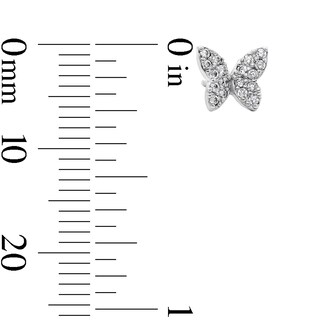 Solid Sterling Silver CZ Pavé Butterfly Studs