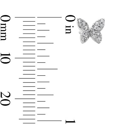 Solid Sterling Silver CZ Pavé Butterfly Studs