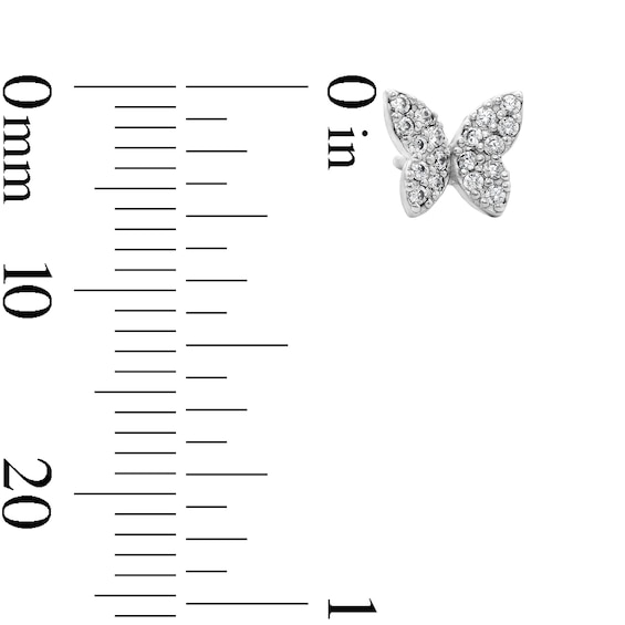 Solid Sterling Silver CZ Pavé Butterfly Studs