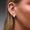 Solid Sterling Silver Simulated Pearl and CZ Studs