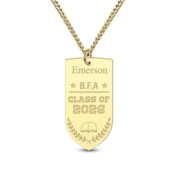 24K Gold Plated Grad Shield Pendant - 22"