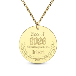 24K Gold Plated Grad Disc Pendant - 22"