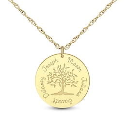 24K Gold Plated Tree of Life Disc Pendant - 18"