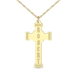 24K Gold Plated Diamond Accent Cross Pendant - 22"