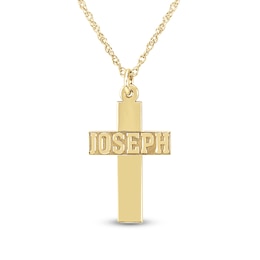 24K Gold Plated Block Letter Cross Pendant - 18"