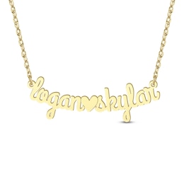 24K Gold Plated Couples Curved Bar Necklace - 18"