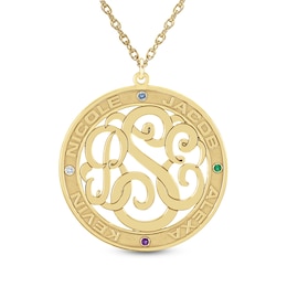 24K Gold Plated Multi-Stone Monogram Pendant - 18"