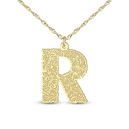 24K Gold Plated Scrolled Initial Pendant - 18"