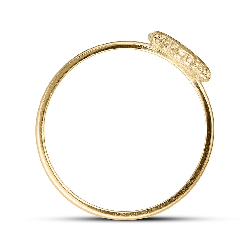 Main Image 3 of 14K Yellow Gold-Plated Engravable Initial Beaded Heart Signet Ring