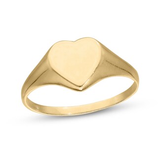 14K Yellow Gold-Plated Engravable Name Heart Signet Ring